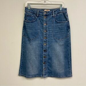 Kut from the Kloth- Button-Front Midi Denim Skirt